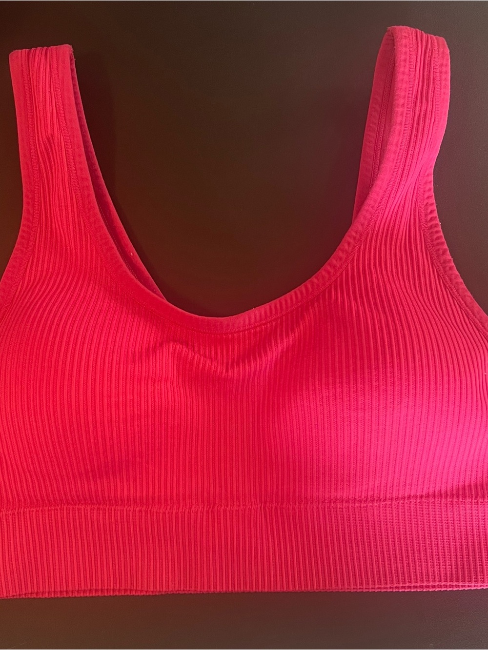 Ribbed Pink Seamless Sports Bra — Women’s Everyday Support